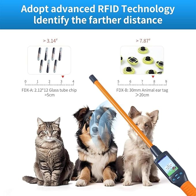 Iso11784/85/Fdx-B/Emid Animal Handheld Reader, Pet Microchip Scanner with OLED Display,134.2khz Pet Id Scanner Low Battery Alarmfor Dog/Cat/Pig/Animal
