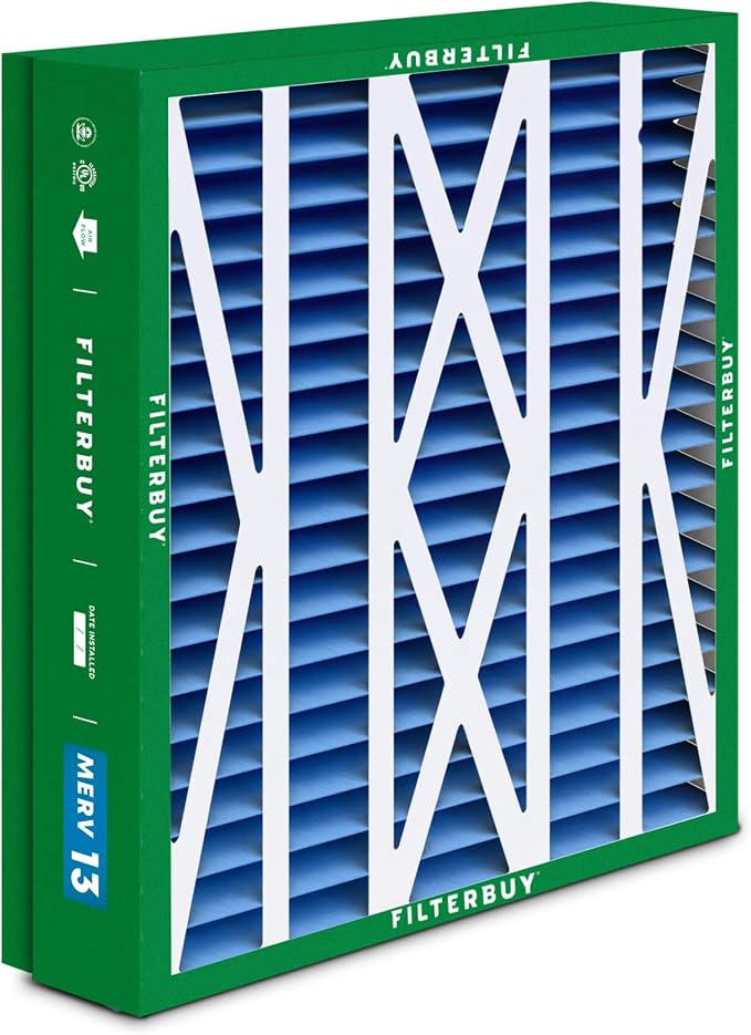 Filterbuy 21x27x5 Air Filter MERV 13 Optimal Smoke & Allergy Defense, Pleated