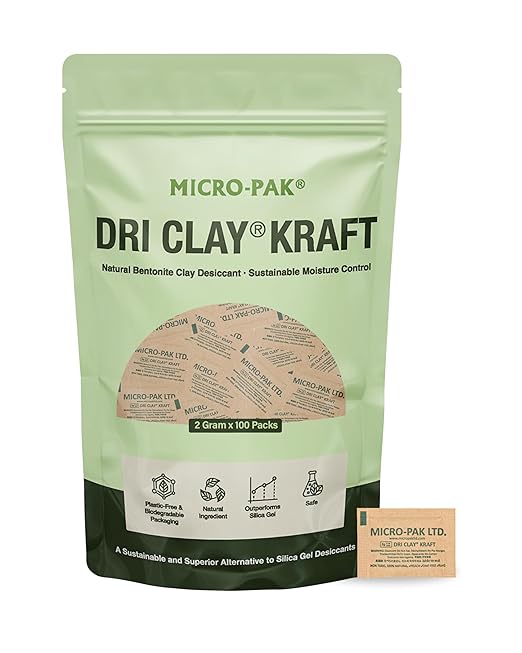 Micro-Pak Dri Clay Kraft, Highest Moisture Absorption Desiccant Packs, Silica
