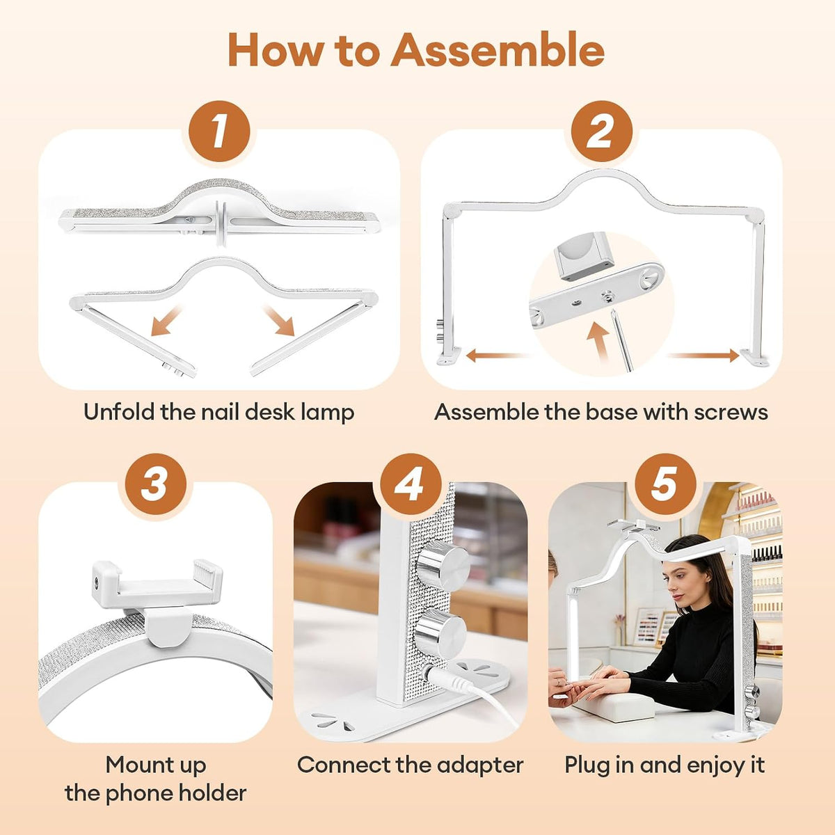 Arch Half Moon Light - Nail Lamp for Desk Foldable Nail Tech Light