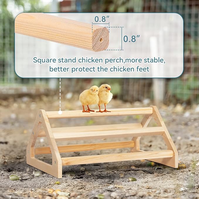 PETSFIT Chick Perch Prevent Rotation Design, Strong Wooden Roosting Bar, Easy to Assemble and Clean, Fun Toys for Chick