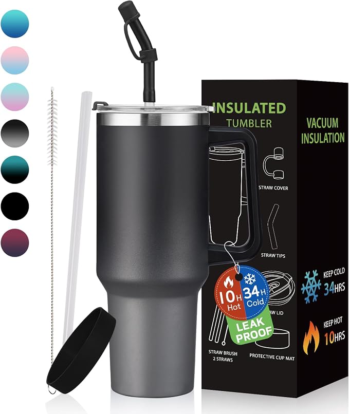 40 oz Insulated Tumbler for 100% Leak Proof, Stainless Steel Reusable Cups