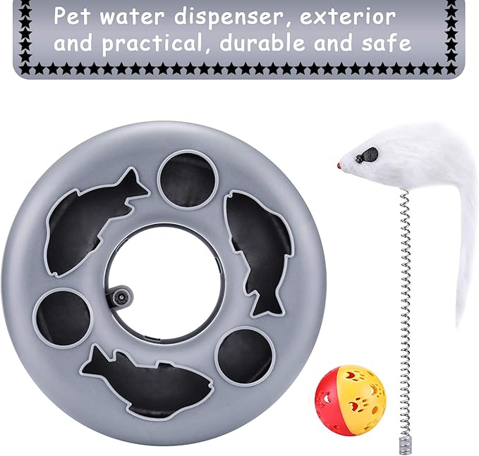 Pawzone Cat Toys, Cat Toys for Indoor Cats,Interactive Kitten Toys Roller Tracks with Catnip Spring Pet Toy with Exercise Balls Teaser Mouse (Soft Grey)