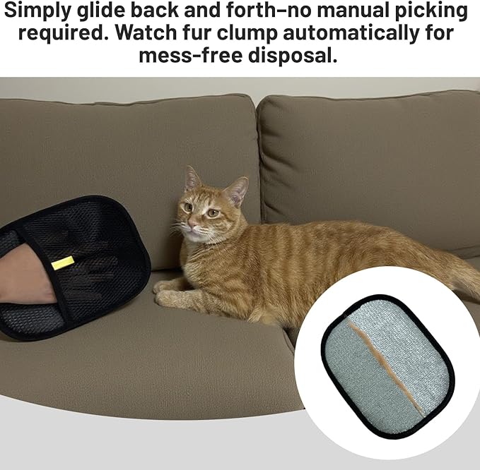 Pet Hair Remover Glove, Cat & Dog Grooming Glove, Electrostatic Pet Hair Remover Glove,Upgraded Fur Removal Tool for Furniture, Carpet, Couch, Car Seat (1pc)