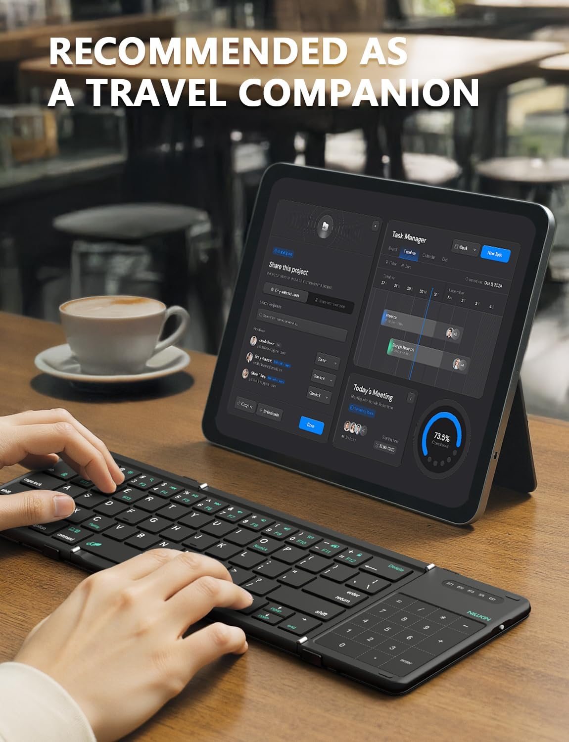 Nillkin Bluetooth 5.0 Foldable Keyboard with Trackpad & Numpad Black