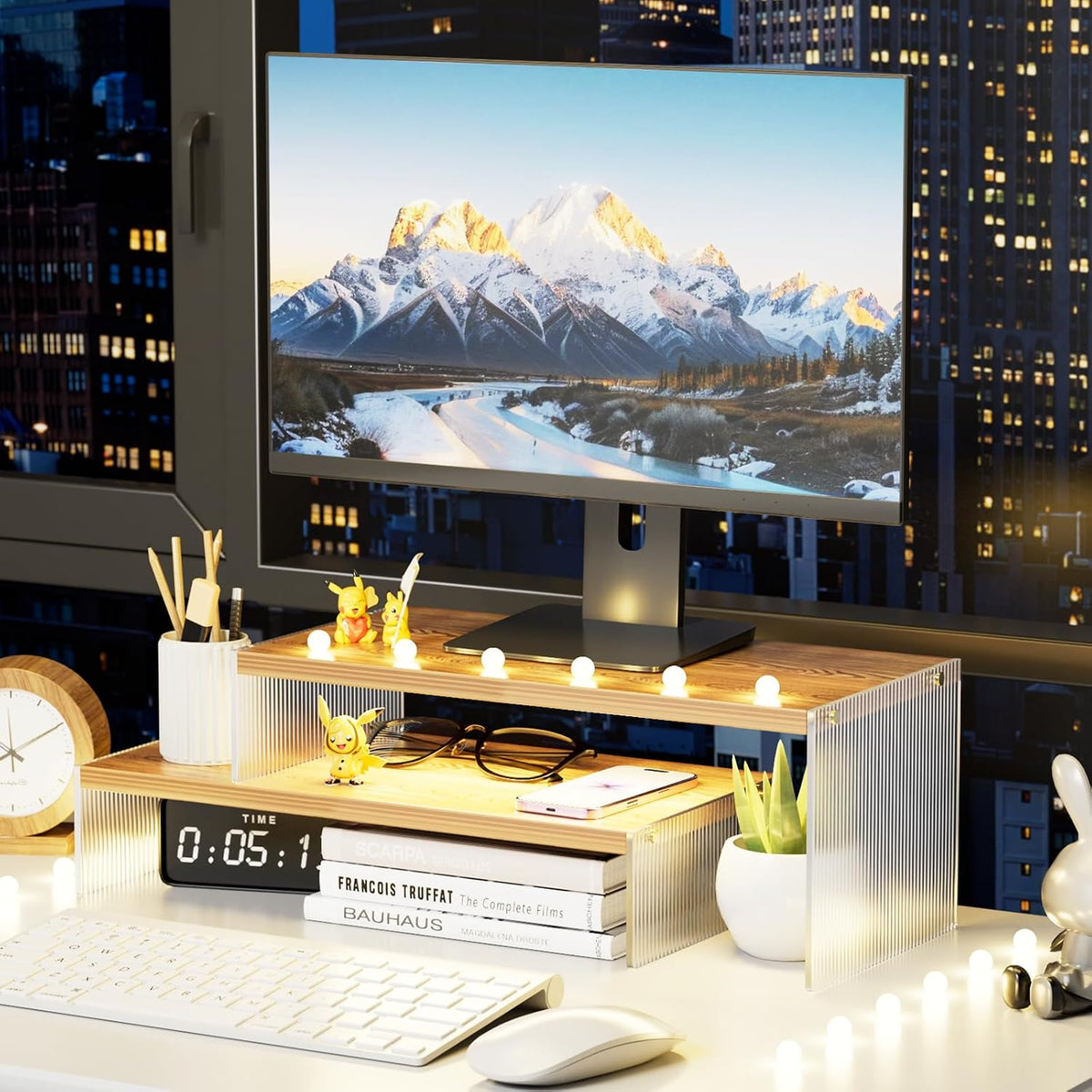YGYQZ Adjustable Monitor Stand Riser, 7.67"×15.74" Dual Monitor Desk Stand