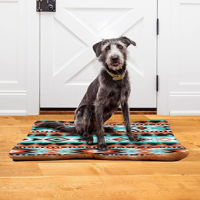 Aztec Navajo Pet Bed Mat for Dog Cat Crate Pad Non-Slip Bottom Design Washable Cushion Padding Pet Sleeping Bed, 24"x18"