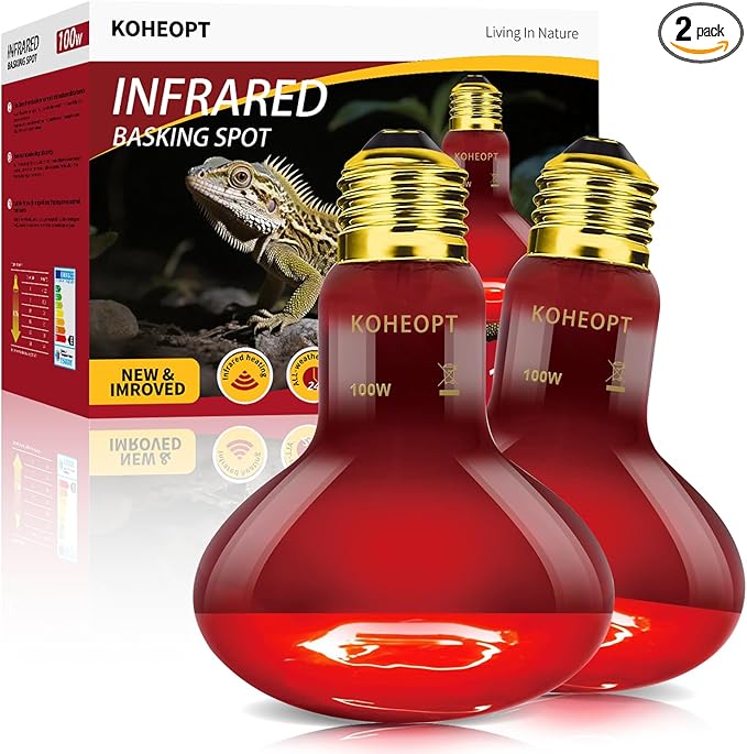Infrared Heat Lamp 100W,（2 Pack） Reptile Heat Emitter Infrared Basking Spot Light, Reptile Pets Brooder Use,Red Heat Lamp for Chickens、Lizards、Snakes、Turtles