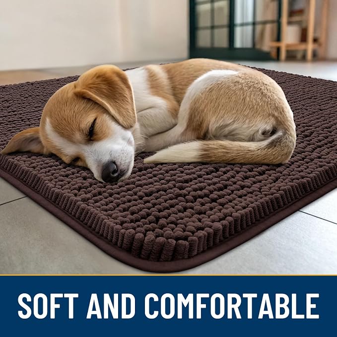 Smiry Dog Door Mat for Muddy Paws 70x35, Absorbent Dirt Trapper, Non-Slip