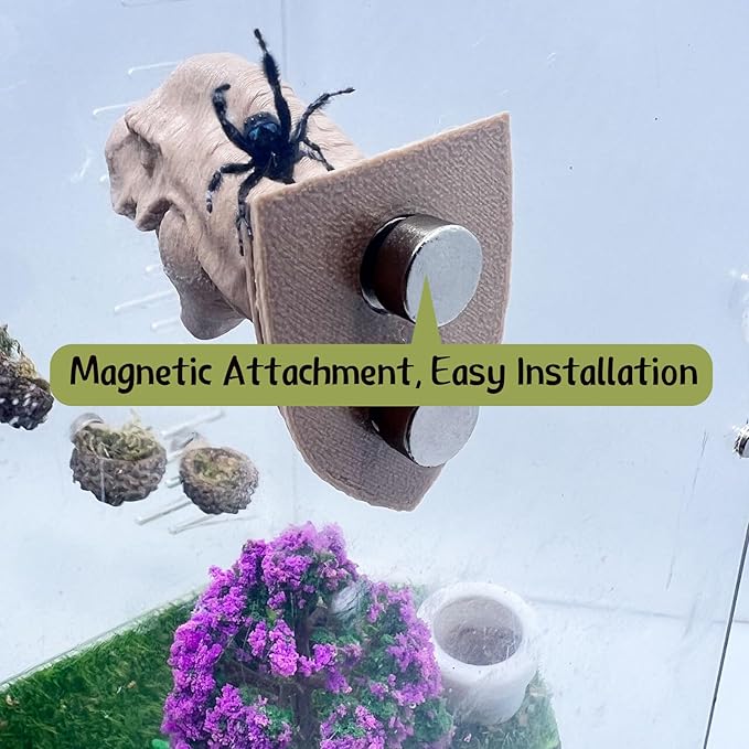 Jumping Spider Hide,3D Printed Dinosaur Head - A Fun Habitat for Jumping Spiders, Small Reptiles, and Small Pets, Suitable for Home Decor with Animal Enclosures (Wood Color)