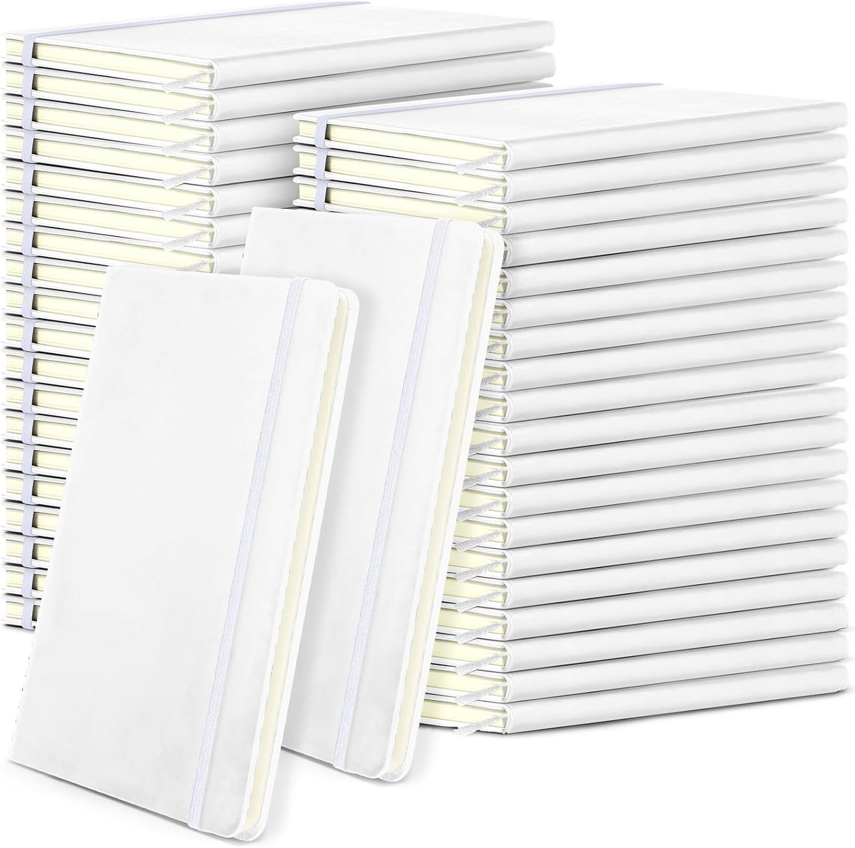 Honoson 40 Pack A5 Lined Journal Notebooks PU Leather, White