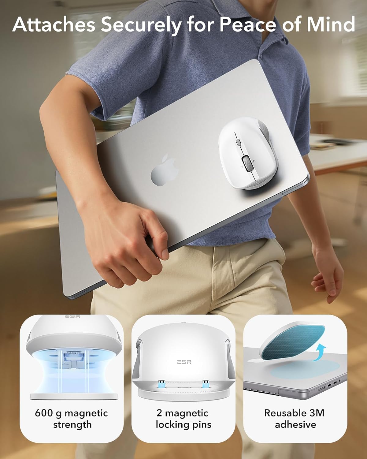 ESR MagMouse Snap-to-Carry Bluetooth Mouse, Wireless Mouse for Laptop