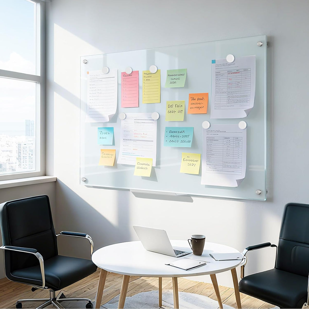 Tempered Glass Whiteboard 24" x 18" Magnetic Glass Dry Erase Board