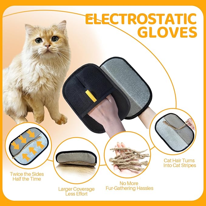 BEEKAW2026 New Pet Hair Removal Glove for Cats and Dogs - Electrostatic Pet Hair Remover Glove | Reusable Brush Pet Hair Remover for Couch, Carpet, Car Seat & Laundry