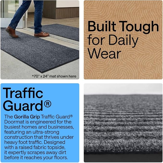 GORILLA GRIP Waterproof Traffic Guard Door Mat, Heavy Duty Entryway Mats