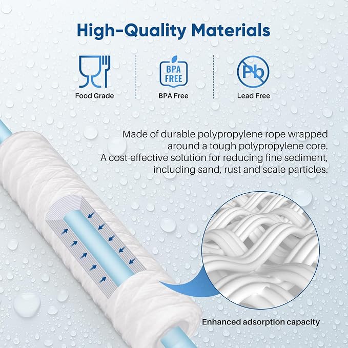 PUREPLUS 20 Micron 10"x2.5" Whole House String Wound Sediment Filter