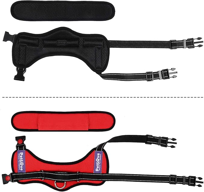 PetLove Dog Harness, Adjustable Soft Leash Padded No Pull Dog Harness for Small Medium Large Dogs, Red