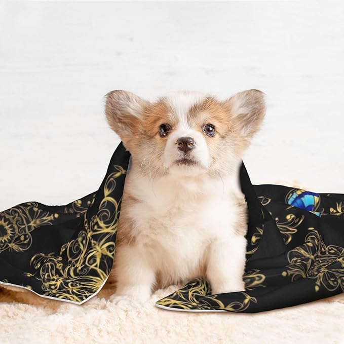 Dog and Cat Blanket in One, Colorful Mandala Art Flower Tie Dye, Double Sided Plush Throw with Raised Dot Pattern on One Side and Flat Velvet on Other for Variety