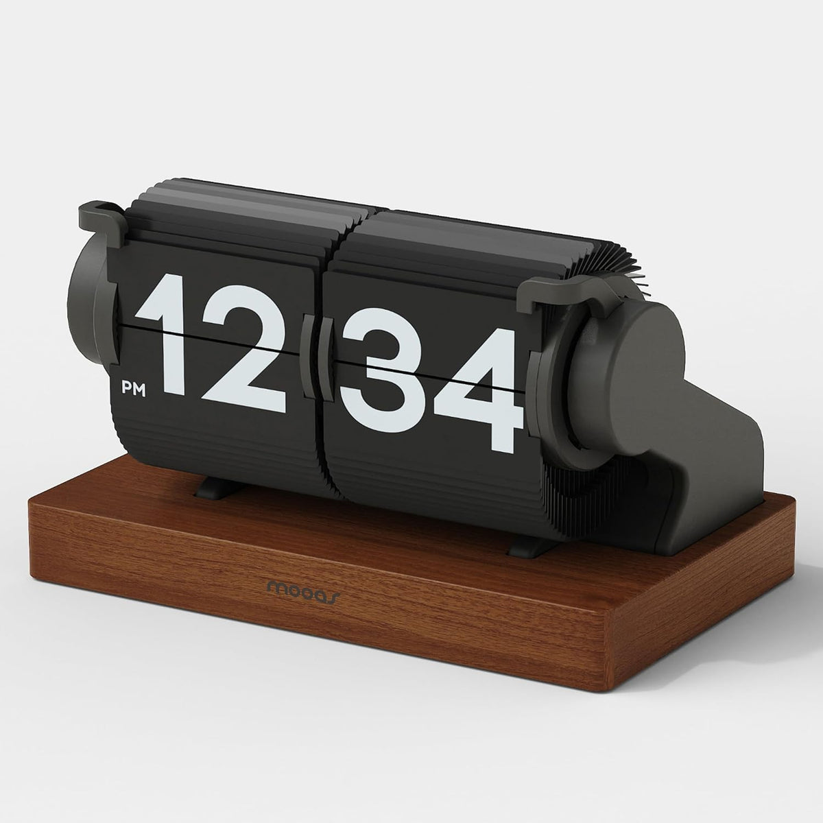 mooas Automatic Mini Flip Clock, Rechargeable, Timer/Alarm/Calendar (Black)