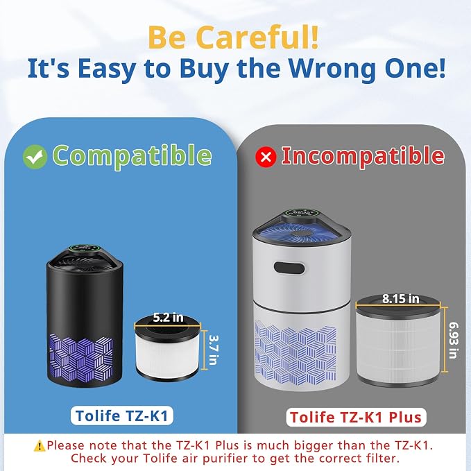 2 Pack TZ-K1 Replacement Filter Compatible