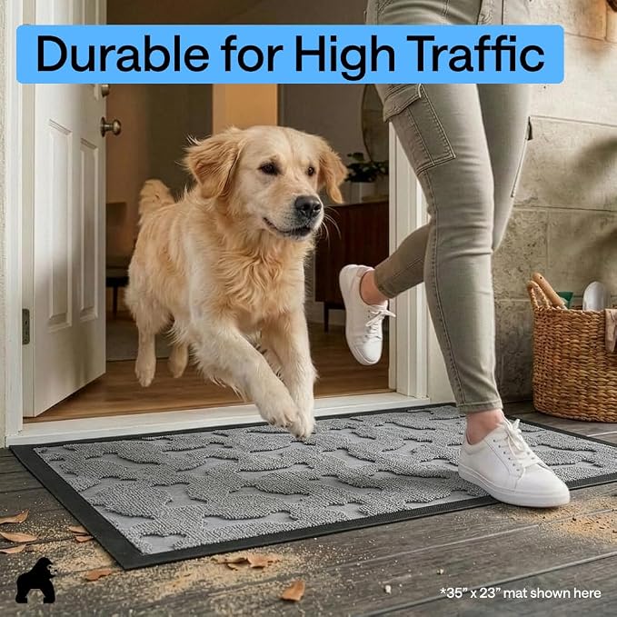 GORILLA GRIP 100% Waterproof All-Season WeatherMAX Doormat, US Designed Natural