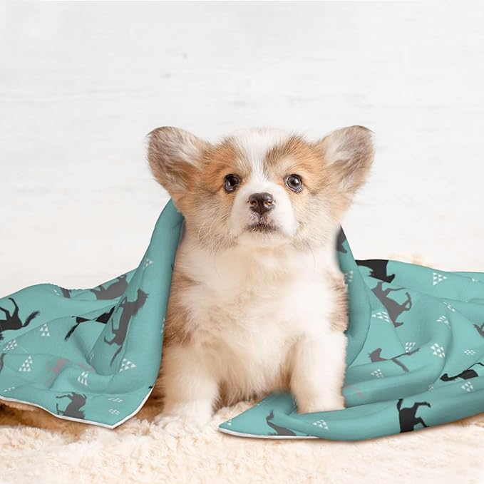 Double Sided Pet Bed Blanket for Added Cushion Warmth, Wild Horses, Reversible Cover with Textured Dot Surface for Existing Beds Standalone Mat