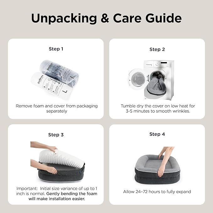 Bedsure L Plus Orthopedic Dog Beds Large Sized Dog - 360° Oval Bolster Large Dogs Bed for Senior Dogs with Waterproof Washable Cover, Big Comfort Pet Sofa Couch with Ultra-Soft Fleece, Brown, 38"