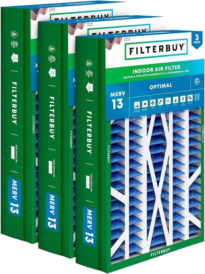 Filterbuy 14.5x27x5 Air Filter MERV 13 Optimal Smoke & Allergy Defense