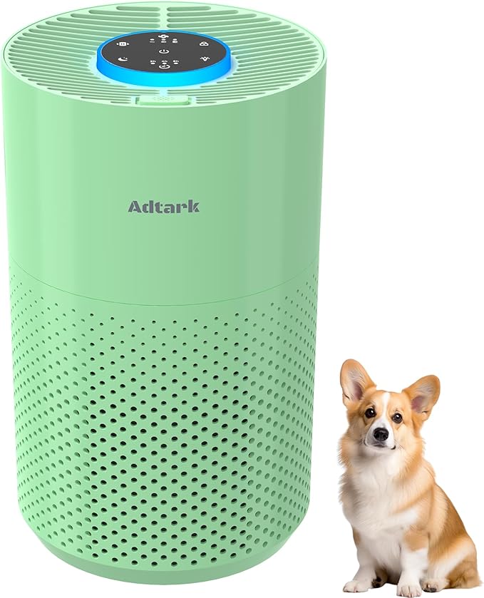 Air Purifiers for Home Bedroom, ADTARK Air Cleaner with H14 True HEPA 3-in-1 Filter, Sleep Mode & Aroma Function, 3 Light Modes, Room Air Purifier with 3 Timer for Office, Dorm, Hotel (Green)