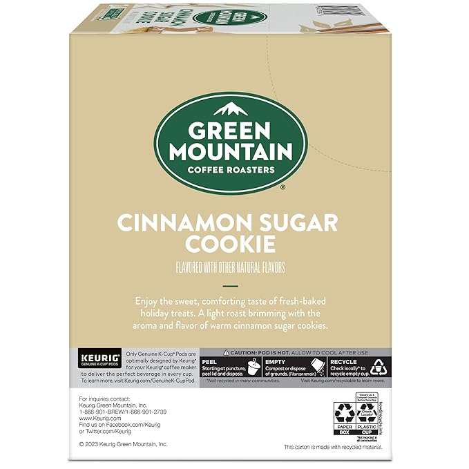Green Mountain Coffee Roasters Cinnamon Sugar Cookie Keurig Single-Serve K-Cup Pods, Light Roast Coffee, 96 Count
