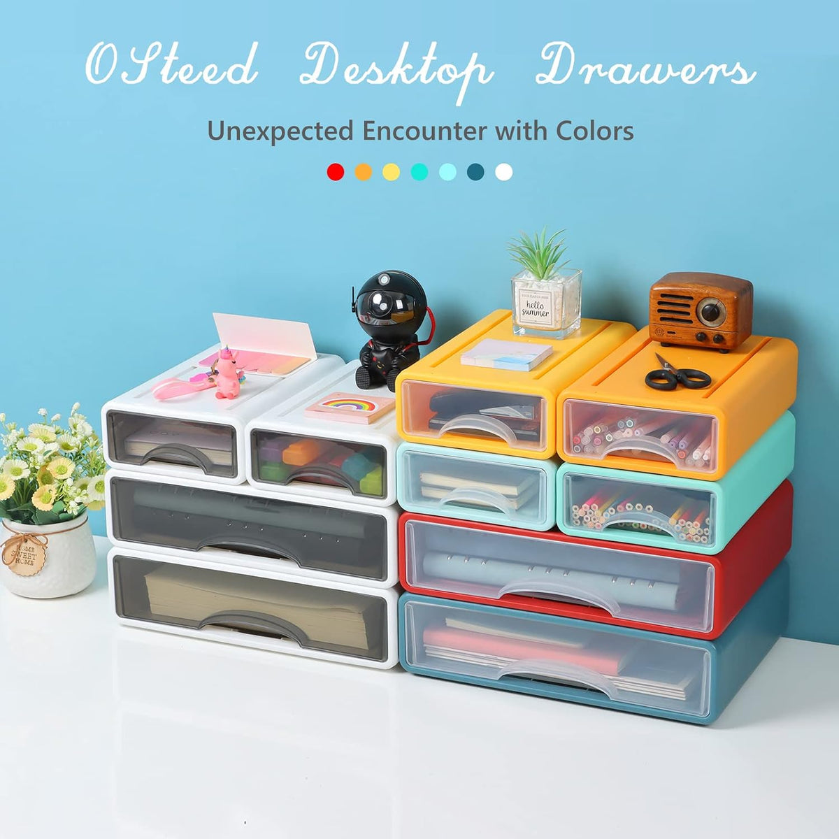 White Desktop Drawer Organizer Unit for Office Paper and Supplies