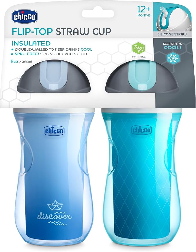 Chicco Insulated Straw Sippy Cup 12+ Months, 9oz Toddler Training Cup