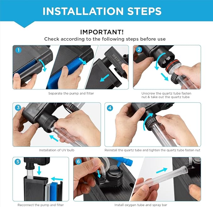 Internal Fish Tank Filter with 5W UV Light, Adjustable Water Flow Submersible