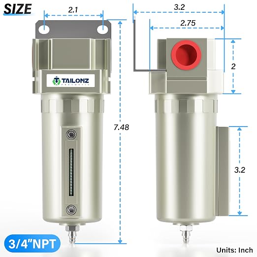 TAILONZ PNEUMATIC 3/4" NPT Industrial Grade Heavy Duty Particulate Air Filter