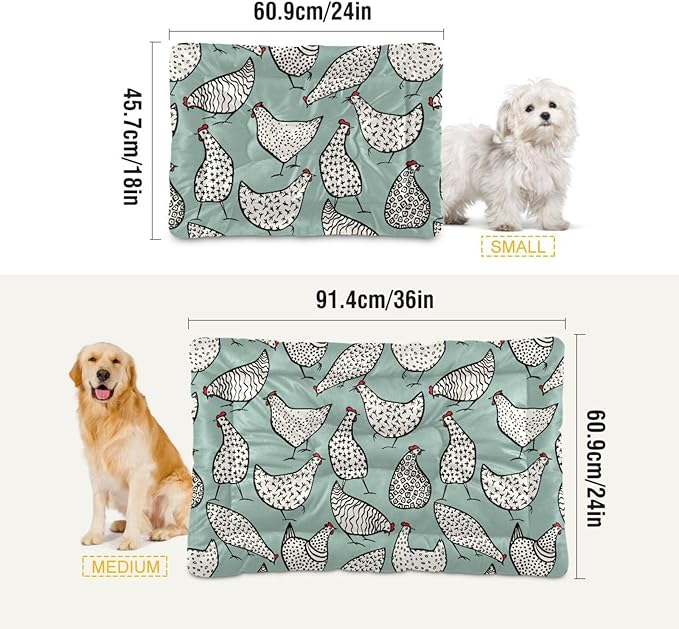 Funny Chicken Pet Bed Cute Dog Bed Mat Absorbing Non Slip Pad Pet Sleeping Mat for Small, Medium, and Large Dogs Puppy Cat 24 in x 18 in