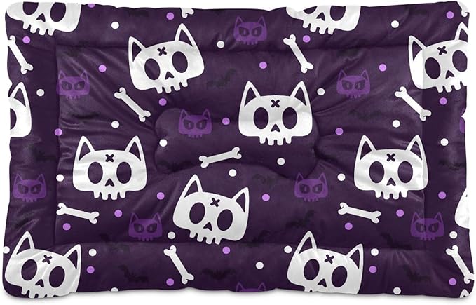 Pet Bed Halloween Cat Skull Dog Bed Mat Absorbing Non Slip Pad Pet Sleeping Mat for Small, Medium, and Large Dogs Puppy Cat 36 in x 24 in