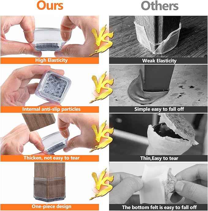 16pcs Square Chair Leg Floor Protectors, Furniture Pads