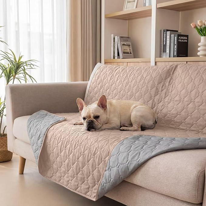 Waterproof Dog Bed Cover Pet Blanket Sofa Pet Bed Mat,Leak Proof Washable Incontinence Mattress Protectors,Suitable for People Who Cannot Take Care of Themselves,52x82 Inch Khaki