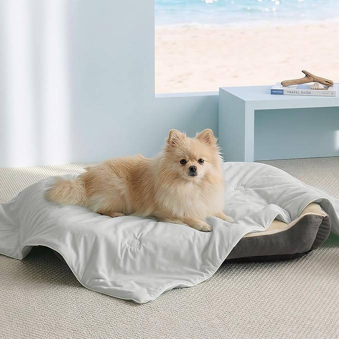 Soulbond Cooling Blanket for Large Dogs - Q-MAX>0.45, Washable Cool Pet Cats Throw Blanket for Hot Weather, Self-Cooling Soft Dog Mat for Bed Crates Couch Sofa Cars(40"x50", Light Grey)
