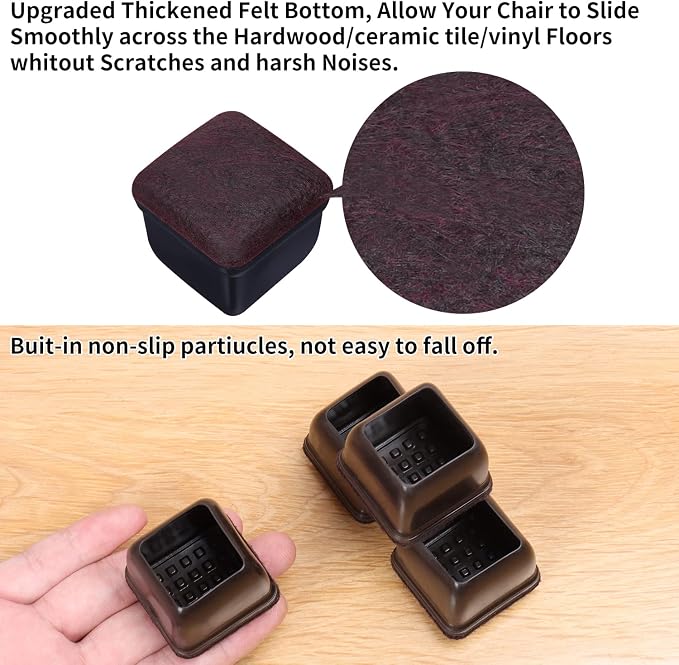 Ezprotekt 24 Pcs Square Chair Leg Floor Protectors