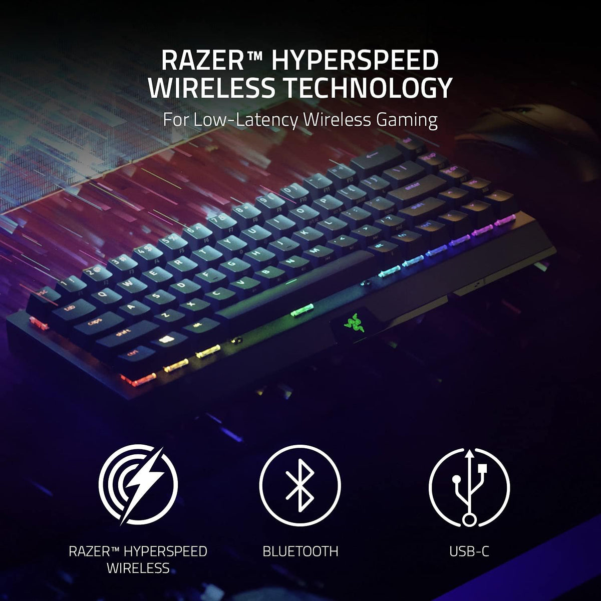 Razer BlackWidow V3 Mini Wireless Mechanical Gaming Keyboard, Yellow Switch