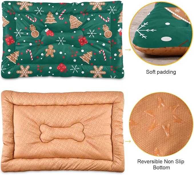 Christmas Snowman Gingerbread Pet Bed Cute Dog Bed Mat Absorbing Non Slip Pad Pet Sleeping Mat for Small, Medium, and Large Dogs Puppy Cat 24 in x 18 in