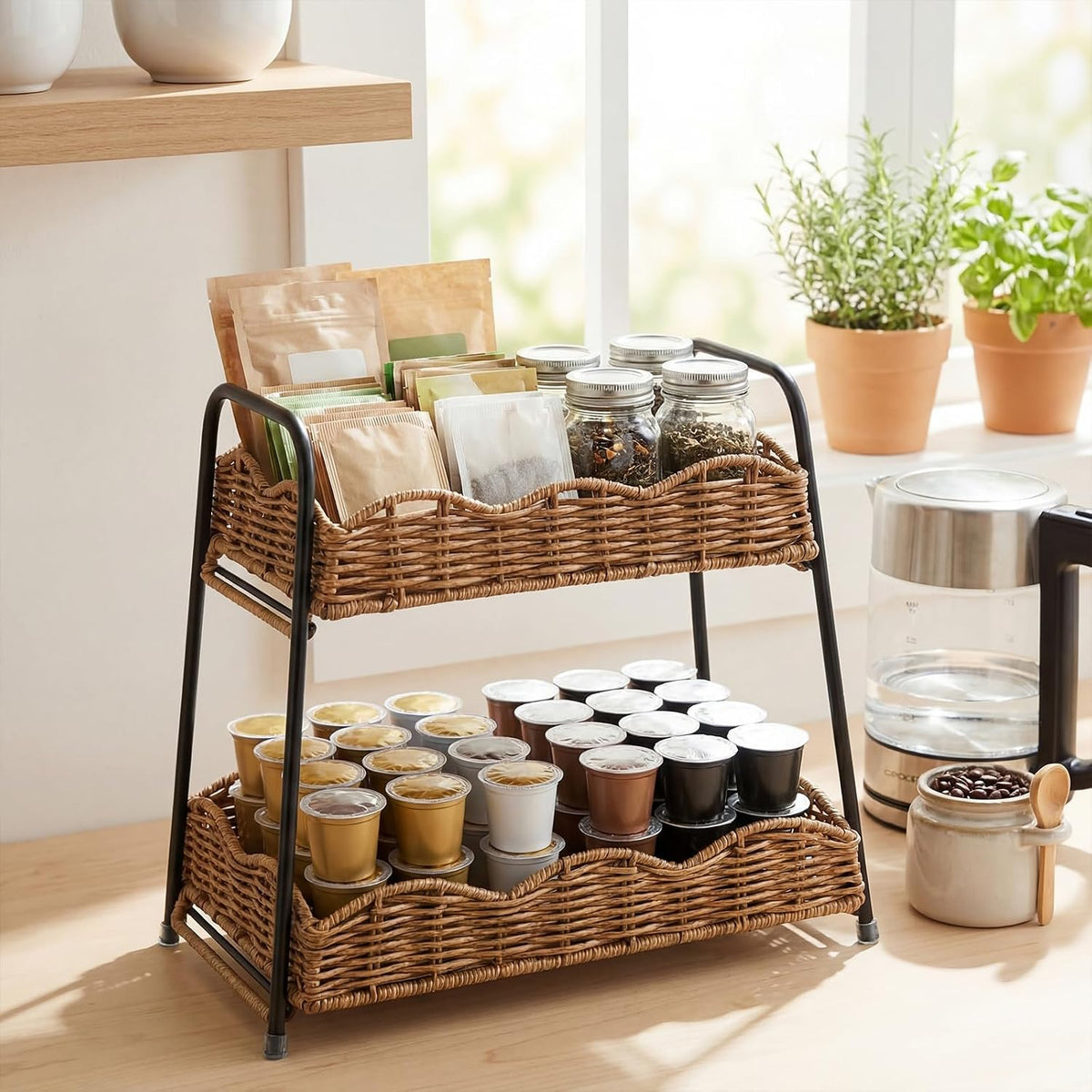 Geelin 2 Tier Stackable Cabinet Organizer Shelves for Kitchen Counter