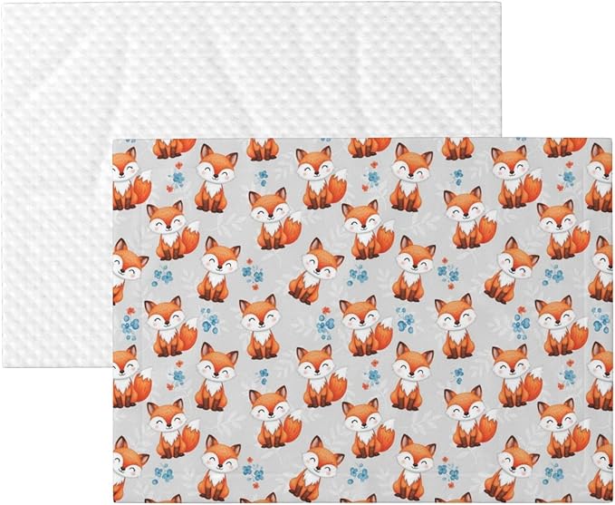 Reversible Pet Blanket for Sofa Protection Pet Comfort, Cute Fox, Double Sided Design with Cozy Nubby Nap Side and Durable Smooth Play Side