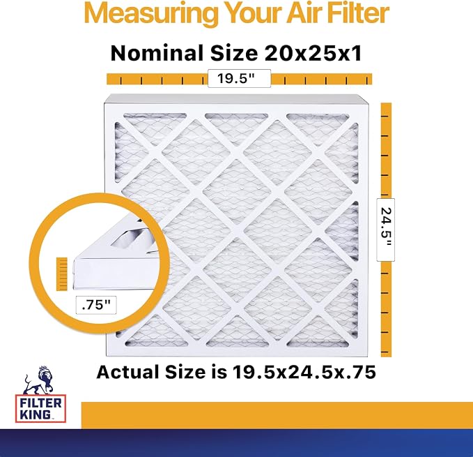 Filter King 20x25x1 Air Filter | 6-PACK | MERV 13 HVAC Pleated A/C Furnace