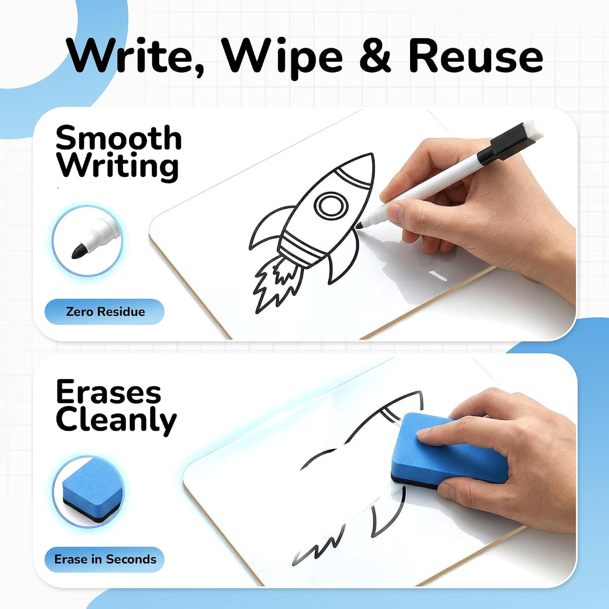 26 Pack Dry Erase Lapboards 12" x 9" - Bulk Mini White Boards for Students