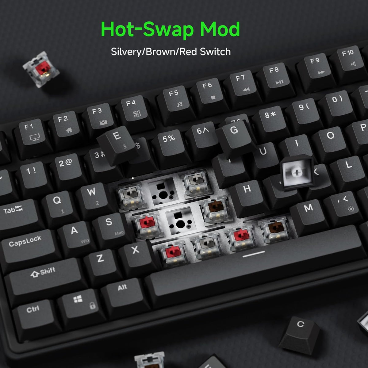 RK ROYAL KLUDGE R75 Wired Mechanical Gaming Keyboard, 75% Hot-Swap Mechanical Keyboard Volume Knob, Soft Pre-lubed Tactile Brown Switch