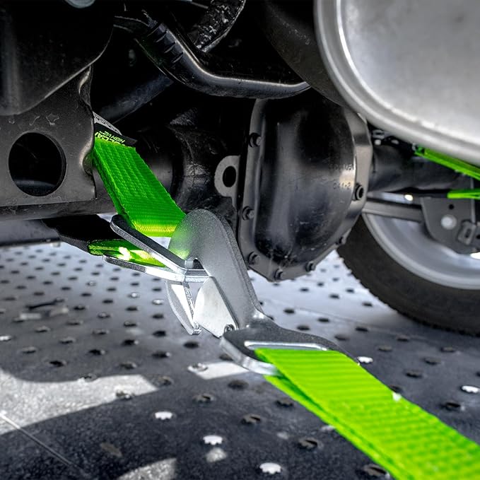 VULCAN Complete Axle Strap Tie Down Kit with Snap Hook Ratchet Straps - High-Viz - Includes (4) 22 and (4) 36 Inch Axle Tie Downs, and (4) 8' Snap Hook Straps