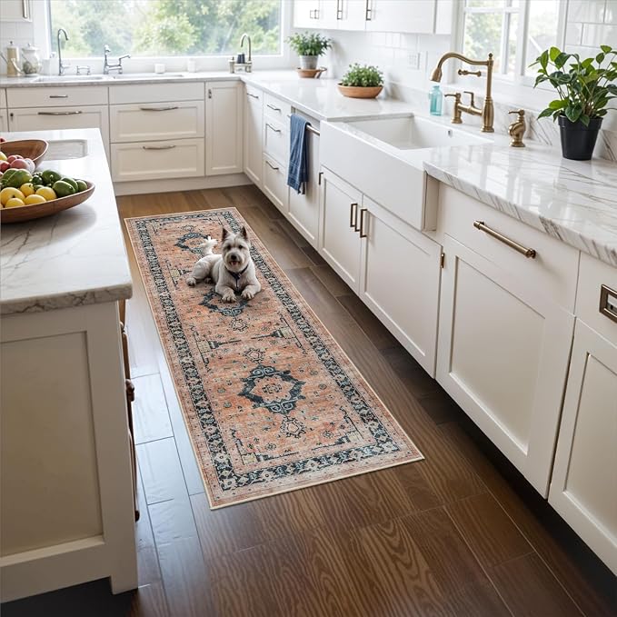 Washable 2x5 Hallway Runner Rug: Indoor Vintage Water Resistant Kitchen