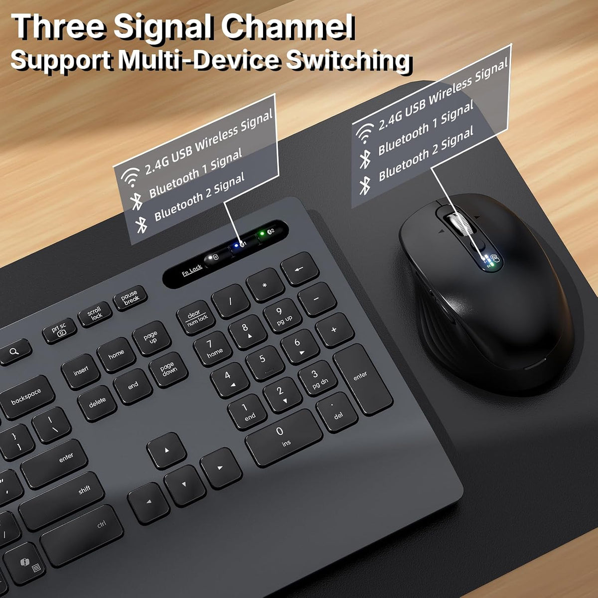 INFINMIND Wireless Keyboard Mouse Combo, Silent Multi-Functional Design.